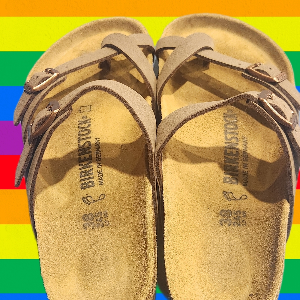 Birkenstock Tan Suede Adjustable Strap Sandals